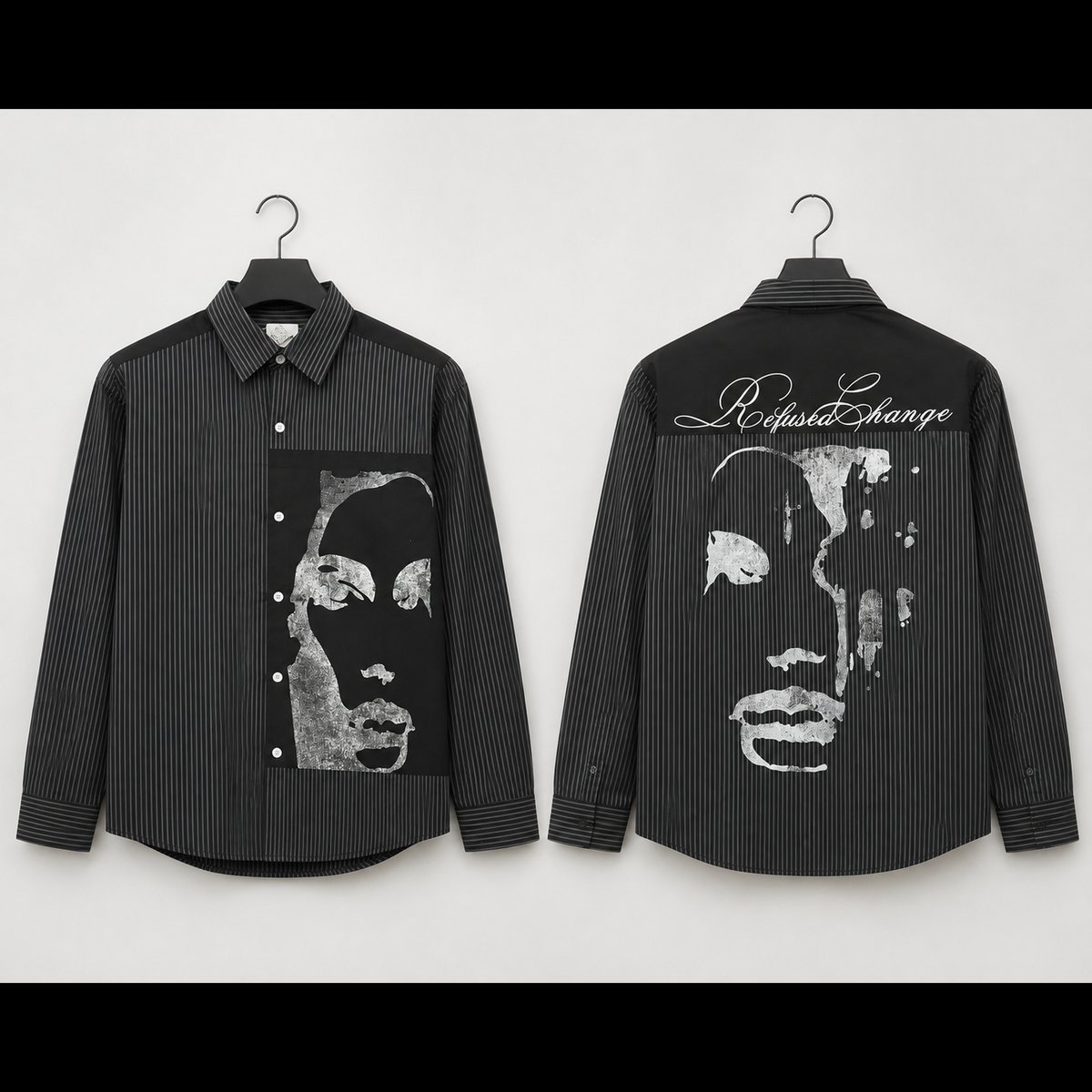 Men's Black Pinstripe Printed Shirt