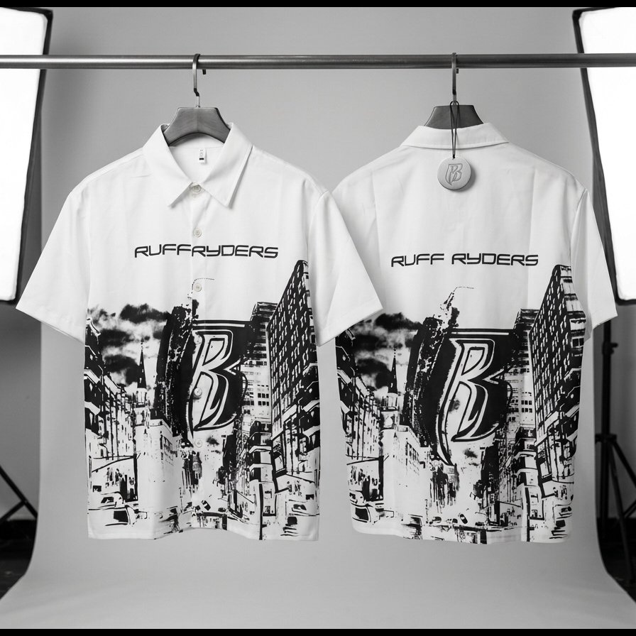 Men's White City Print Casual Shirt