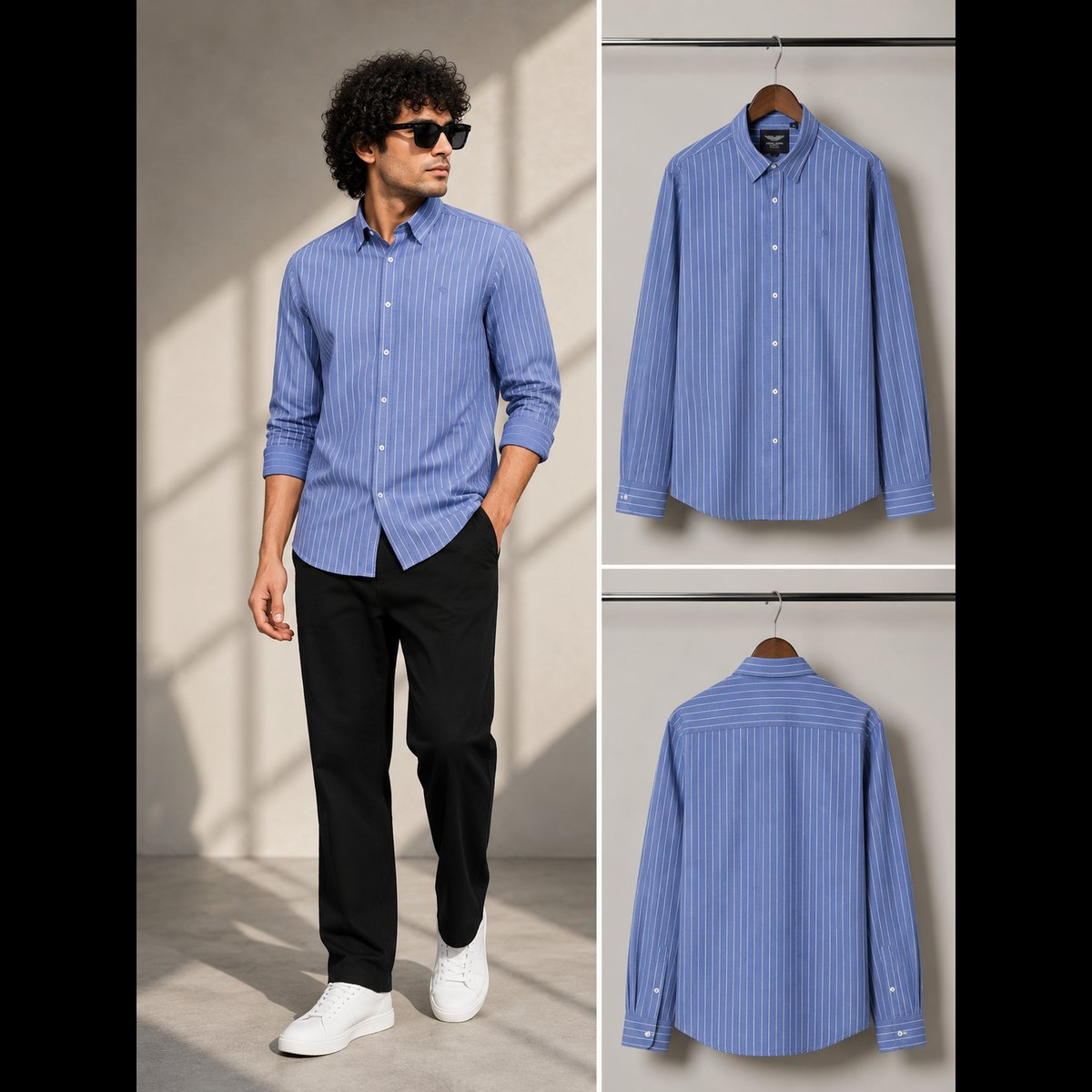 Men's Blue Pinstripe Casual Shirt