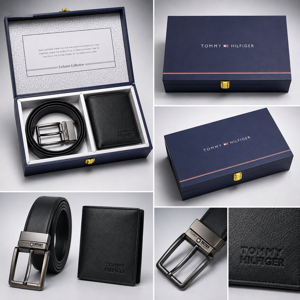 Men's Black Leatherette Belt Wallet Set