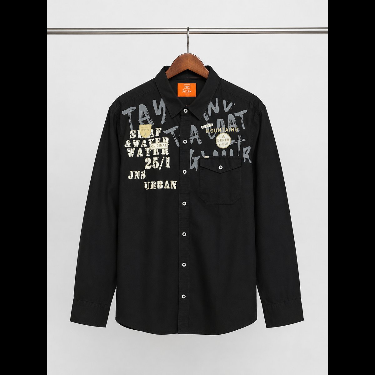 Men's Black Graphic Print Casual Shirt