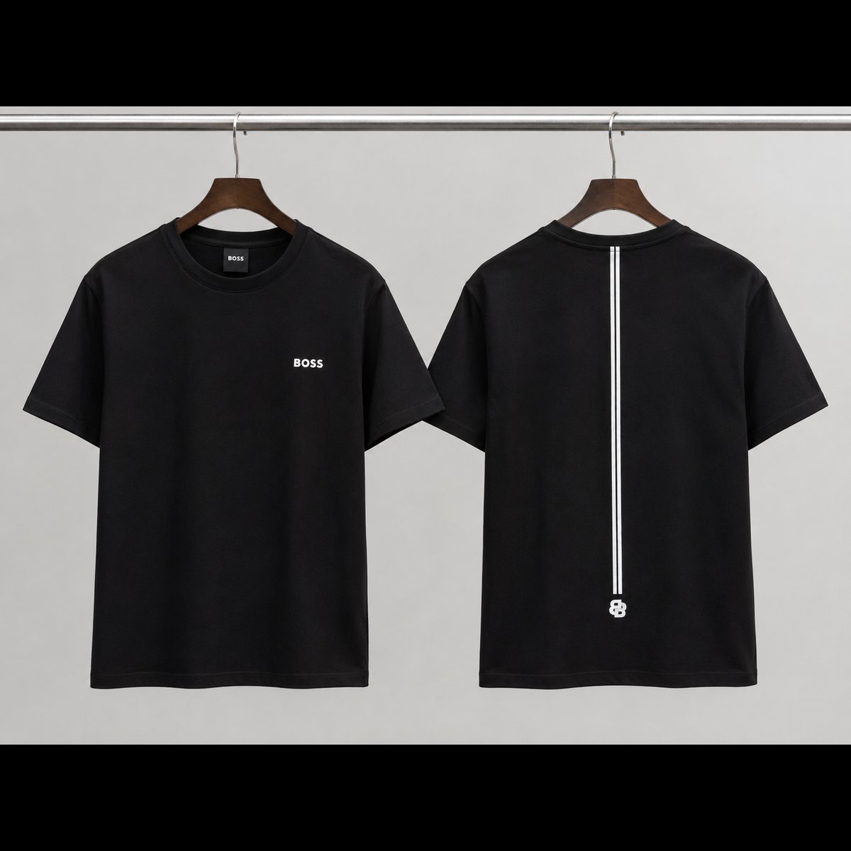 Men's Black Striped Crew Neck T-Shirt