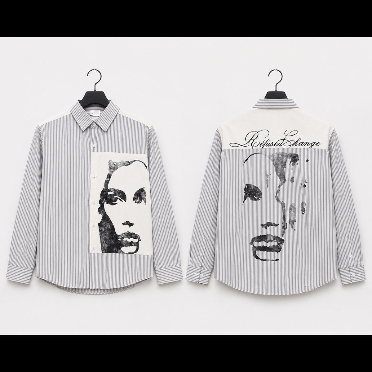 Men's Striped Face Print Shirt