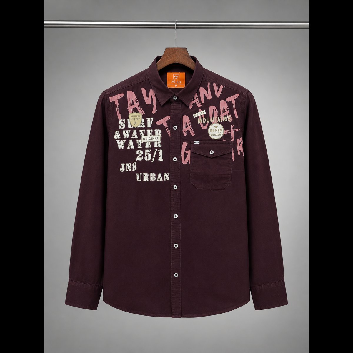 Men's Maroon Printed Casual Shirt