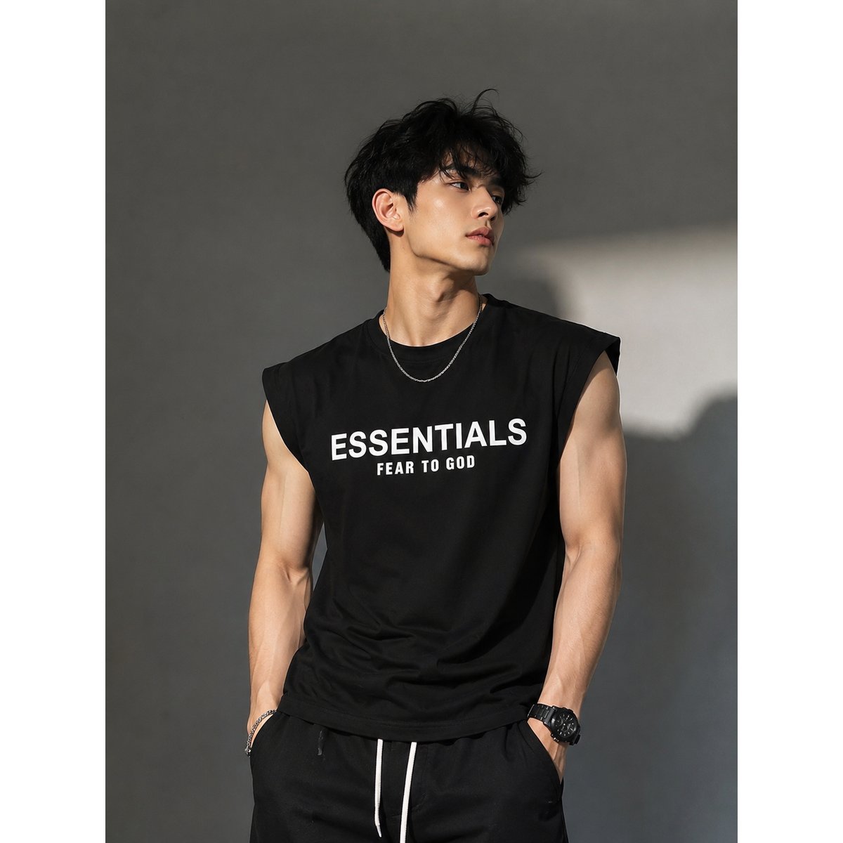 Premium Cut Sleeves T-Shirt – Black & Green 4