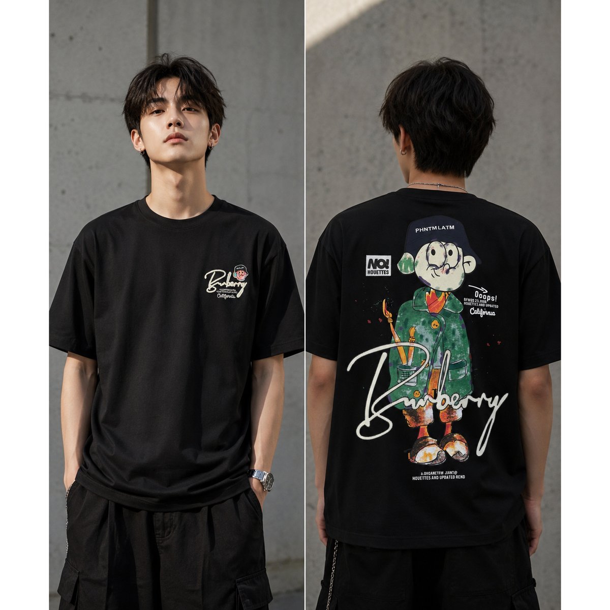 Premium Semi Drop Shoulder T-Shirt – Black & White 300 plus Gsm 2