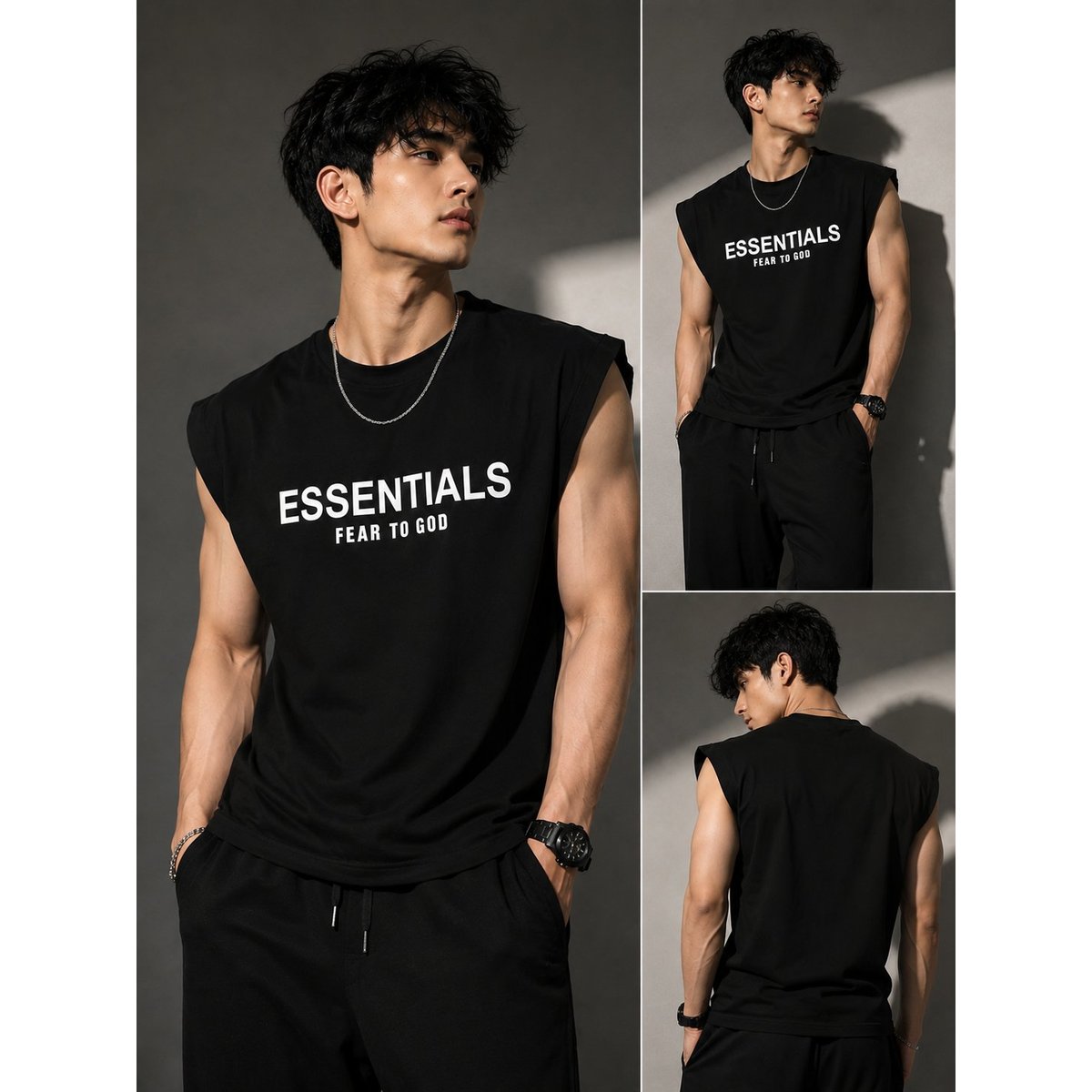 Premium Cut Sleeves T-Shirt – Black & Green