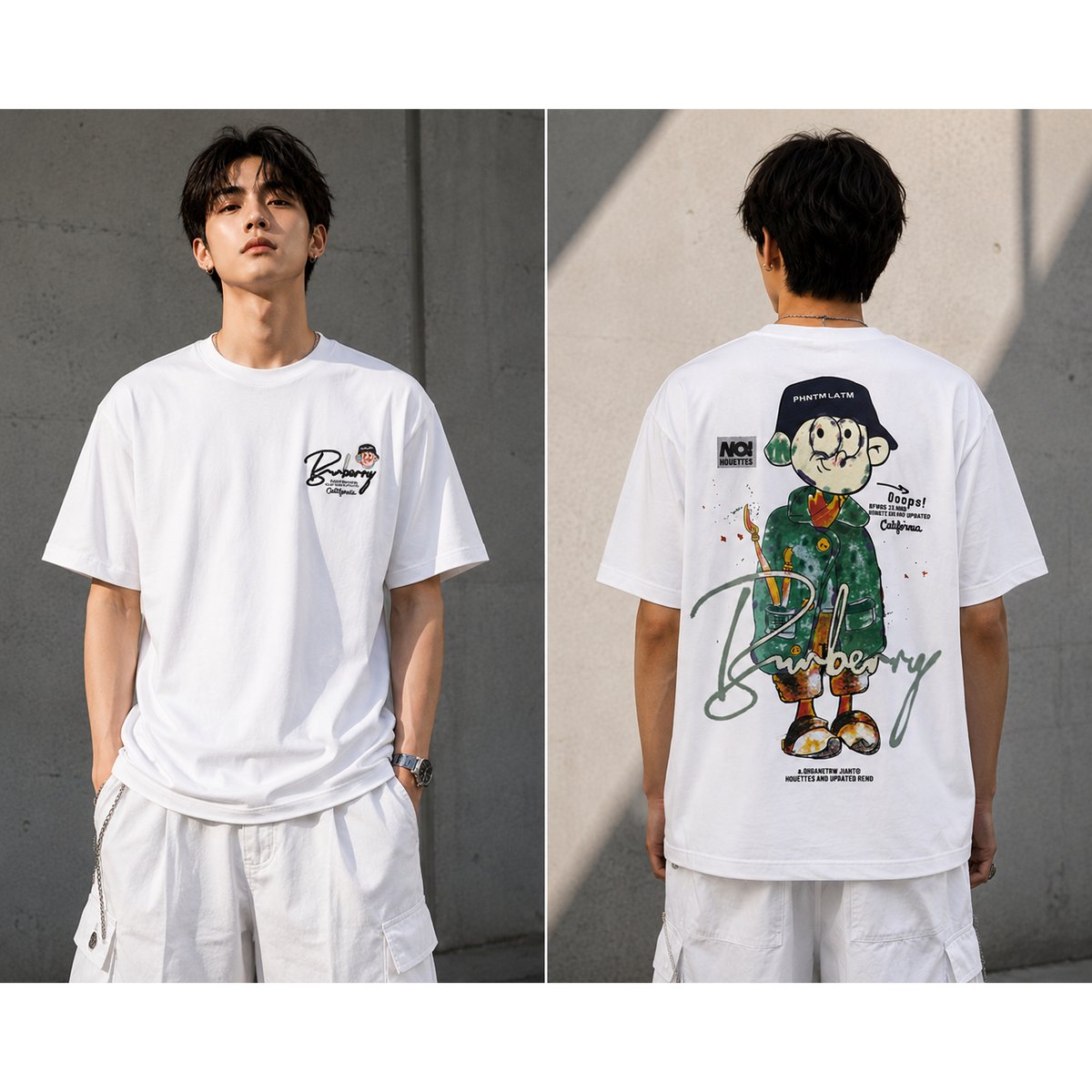 Premium Semi Drop Shoulder T-Shirt – Black & White 300 plus Gsm