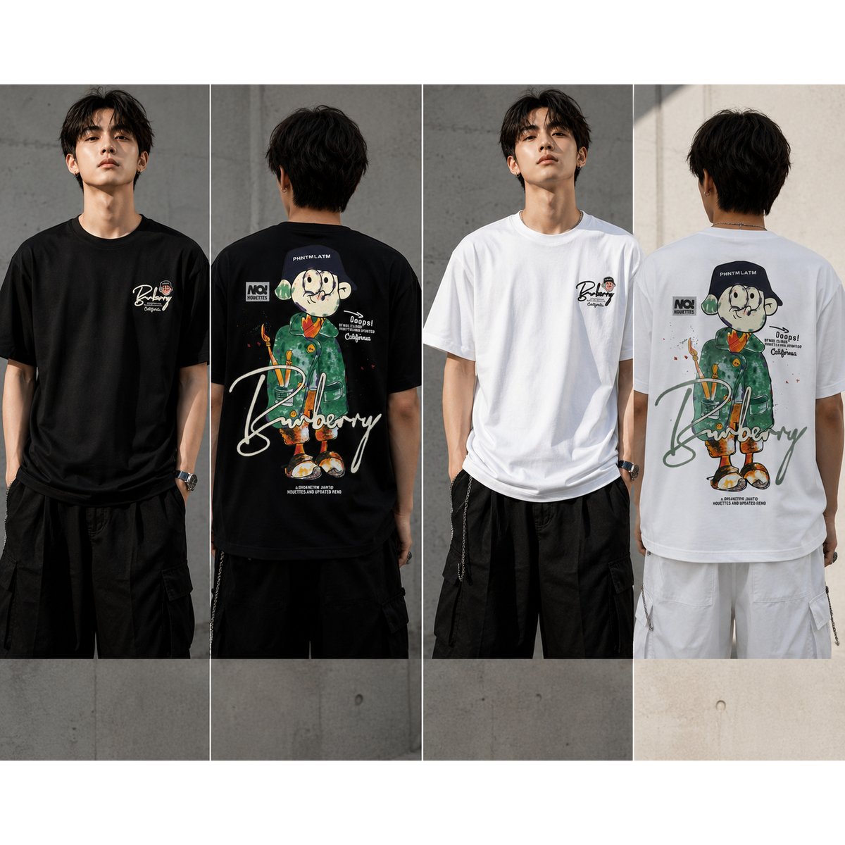 Premium Semi Drop Shoulder T-Shirt – Black & White 300 plus Gsm 3